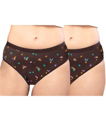 NRG Womens Cotton Assorted Colour Panties ( Pack of 2 Coffee Brown - Coffee Brown ) L05 Hipster