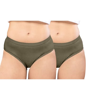 NRG Womens Cotton Assorted Colour Panties ( Pack of 2 Dark Green - Dark Green ) L04 Hipster