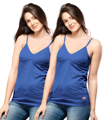 NRG Womens Cotton Assorted Colour Bra Slips ( Pack of 2 Dark Blue - Dark Blue ) L14 Camisole