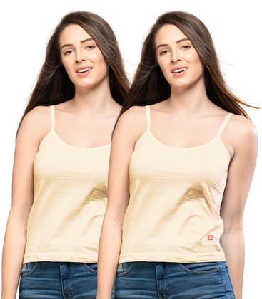 NRG Womens Cotton Assorted Colour Folding Slips ( Pack of 2 Skin - Skin ) L11 Camisole