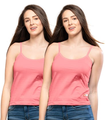 NRG Womens Cotton Assorted Colour Folding Slips ( Pack of 2 Peach - Peach ) L11 Camisole