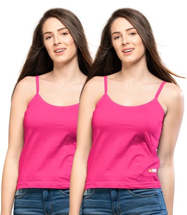 NRG Womens Cotton Assorted Colour Folding Slips ( Pack of 2 Pink - Pink ) L11 Camisole