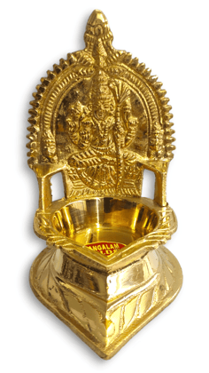 NAAYAGI ® - Kanchipuram KAMAKSHI VILAKKU / DEEPAM / Diya - Pure Brass Made - MINI -  4.5 INCH HIGH