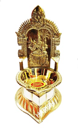 NAAYAGI ® - Kanchipuram KAMAKSHI VILAKKU / DEEPAM / Diya - Pure Brass Made - 7 INCH HIGH