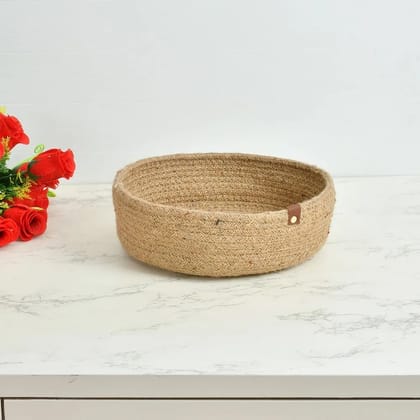 Jute Tiny Round Basket, Beige, Small, 9x2.5 inches | Q