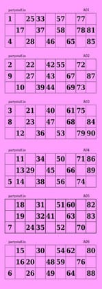 Classic Tambola Housie Ticket Loose Sheets, Good Quality Paper, Pink, 100 Sheets, 600 tickets