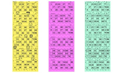 Pattern Tambola Housie Ticket Loose Sheets, emoji, casino, social network (3 designs), 300 Sheets, 1800 tickets