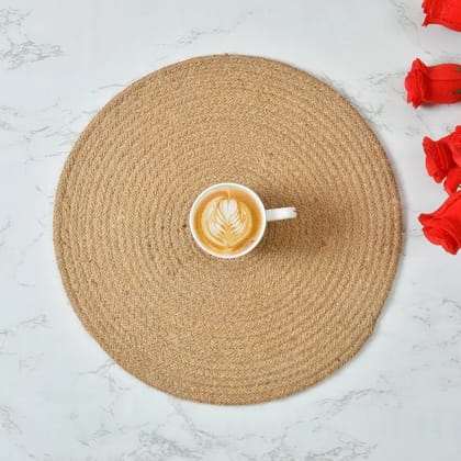 Jute placemat, Round, Plain 14 inch, Pack of 2