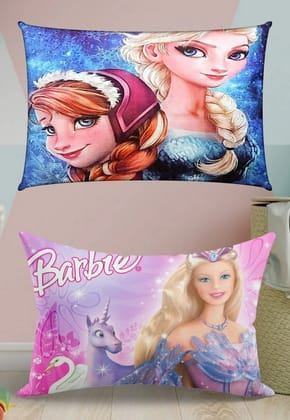Barbie Pillow, Frozen Cover, 18x12 Inches, Set of 2