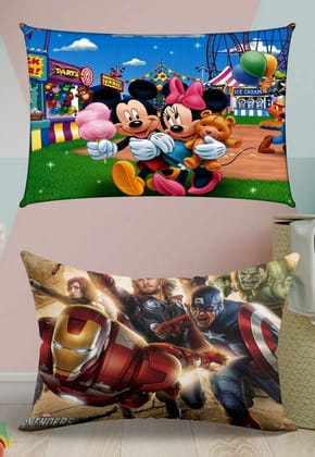 Avengers Pillow, Mickey Mouse Funfair Cover, 18x12 Inches, Set of 2