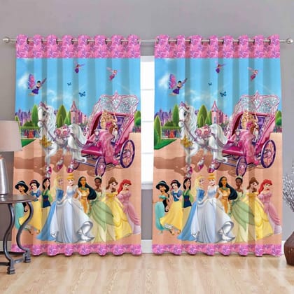 Princess Cartoon Printed Curtain Long Crush, 4x5 ft