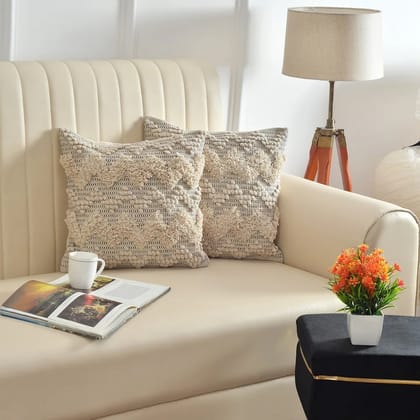 Hill Zigzag dual cushion cover pitloom, 16x16, dhurrie, off-white, grey shade