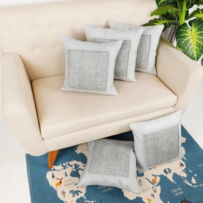 Centre square jute side dupion cushion cover, 16x16, set of 5