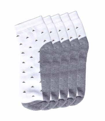 Kolor Fusion Men White Above Ankle Length Cotton Socks (Pack Of 5)