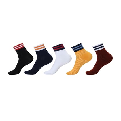 Kolor Fusion Men & Women Solid Above Ankle Length Cotton Socks (Pack Of 5)