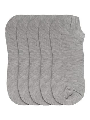 Kolor Fusion Men & Women Solid Grey Low Cut Ankle Length Cotton Socks (Pack Of 5)