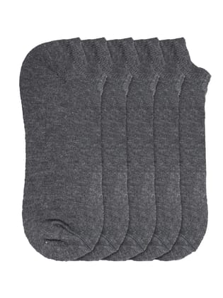 Kolor Fusion Men & Women Solid Dark Grey Low Cut Ankle Length Cotton Socks (Pack Of 5)