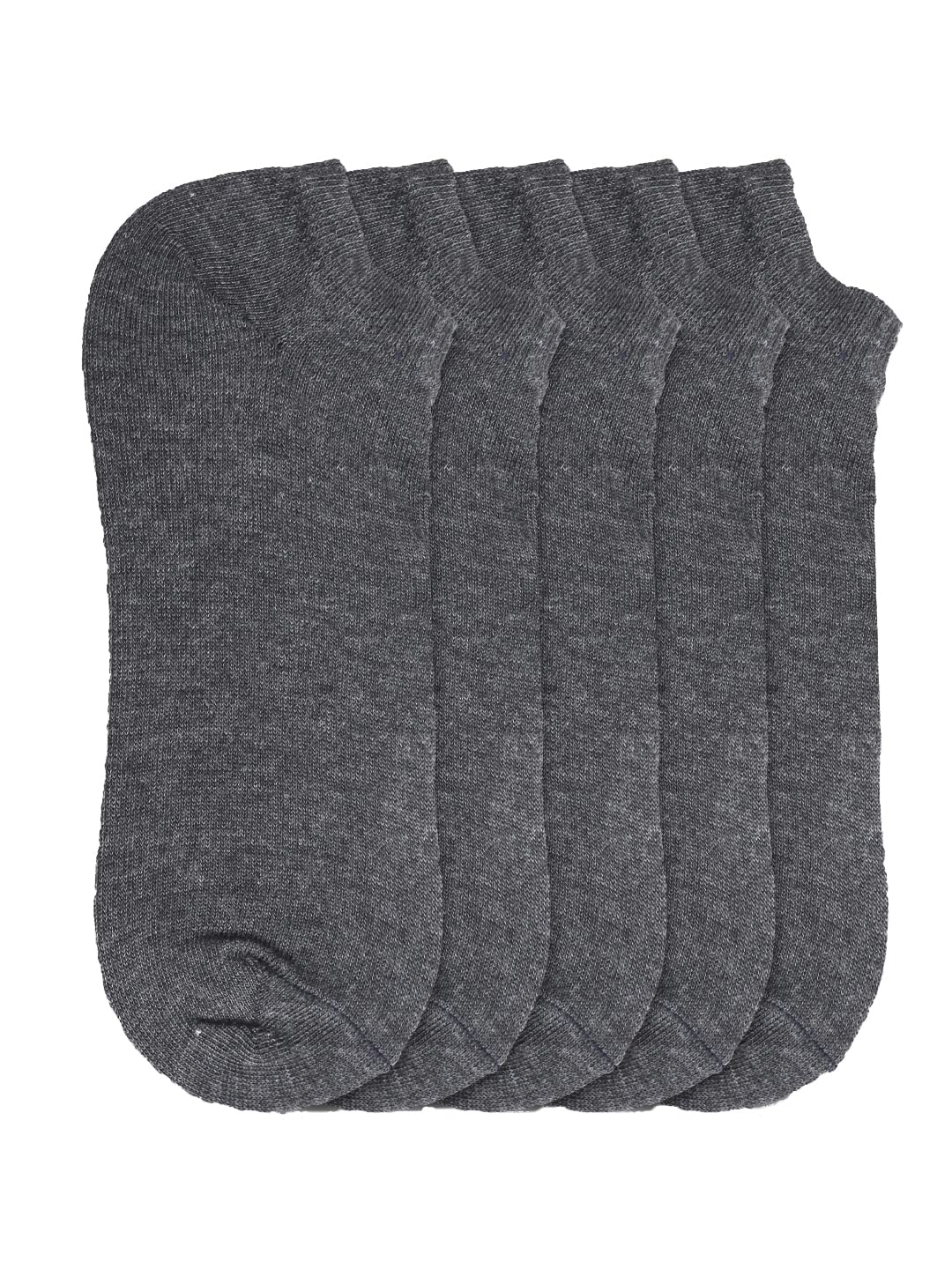 Kolor Fusion Men & Women Solid Dark Grey Low Cut Ankle Length Cotton Socks (Pack Of 5)