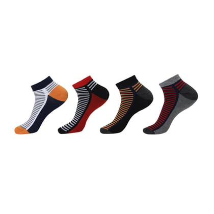 Kolor Fusion Men & Women Stripped Ankle Length Low Cut Cotton Socks (Pack of 4)