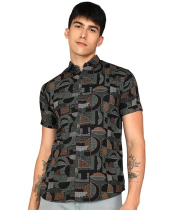 Kolor Fusion Men's Casual Shirt Printed Rayon Halfsleeve Shirt for Men