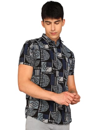 Kolor Fusion Men's Casual Shirt Printed Rayon Half Sleeve Shirts for Men