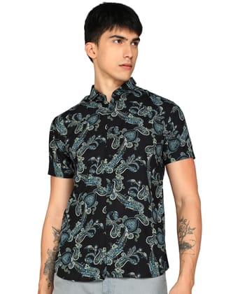 Kolor Fusion Men's Casual Shirt Paisley Printed Rayon Half Sleeve Shirt for Men