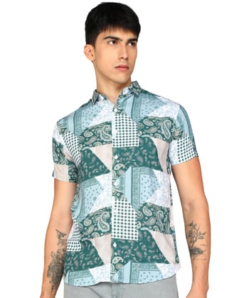 Kolor Fusion Men Casual Shirt Printed Rayon Half Sleeve Shirts for Men