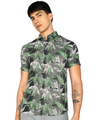 Kolor Fusion Men Casual Shirt Floral Printed Rayon Half Sleeve Shirt for Men