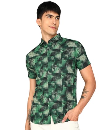 Kolor Fusion Men's Casual Shirt Abstract Printed Rayon Half Sleeve Shirt for Men