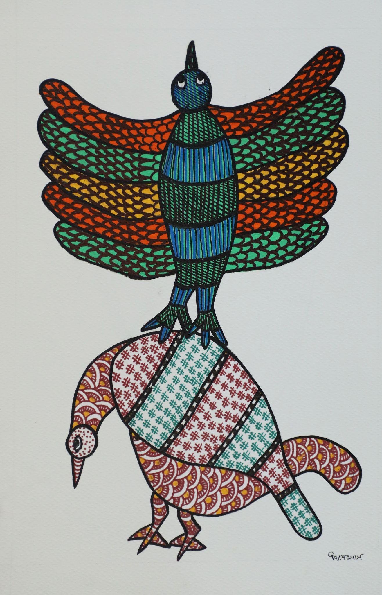 Tribes India Handmade Gond Paper Painting 1TPNGNDMP09063