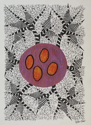 Tribes India Handmade Gond Paper Painting 1TPNGNDMP09072