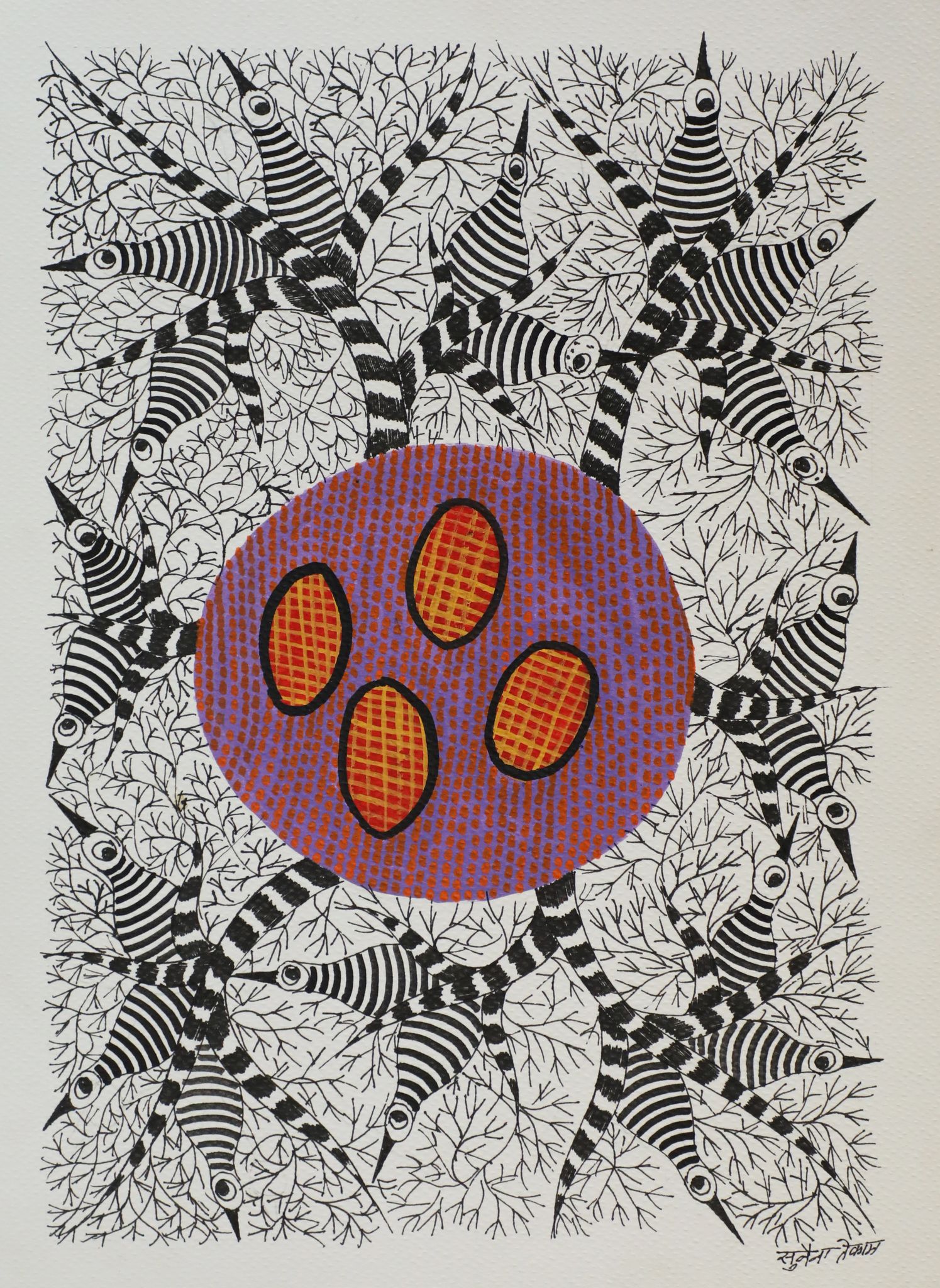 Tribes India Handmade Gond Paper Painting 1TPNGNDMP09072