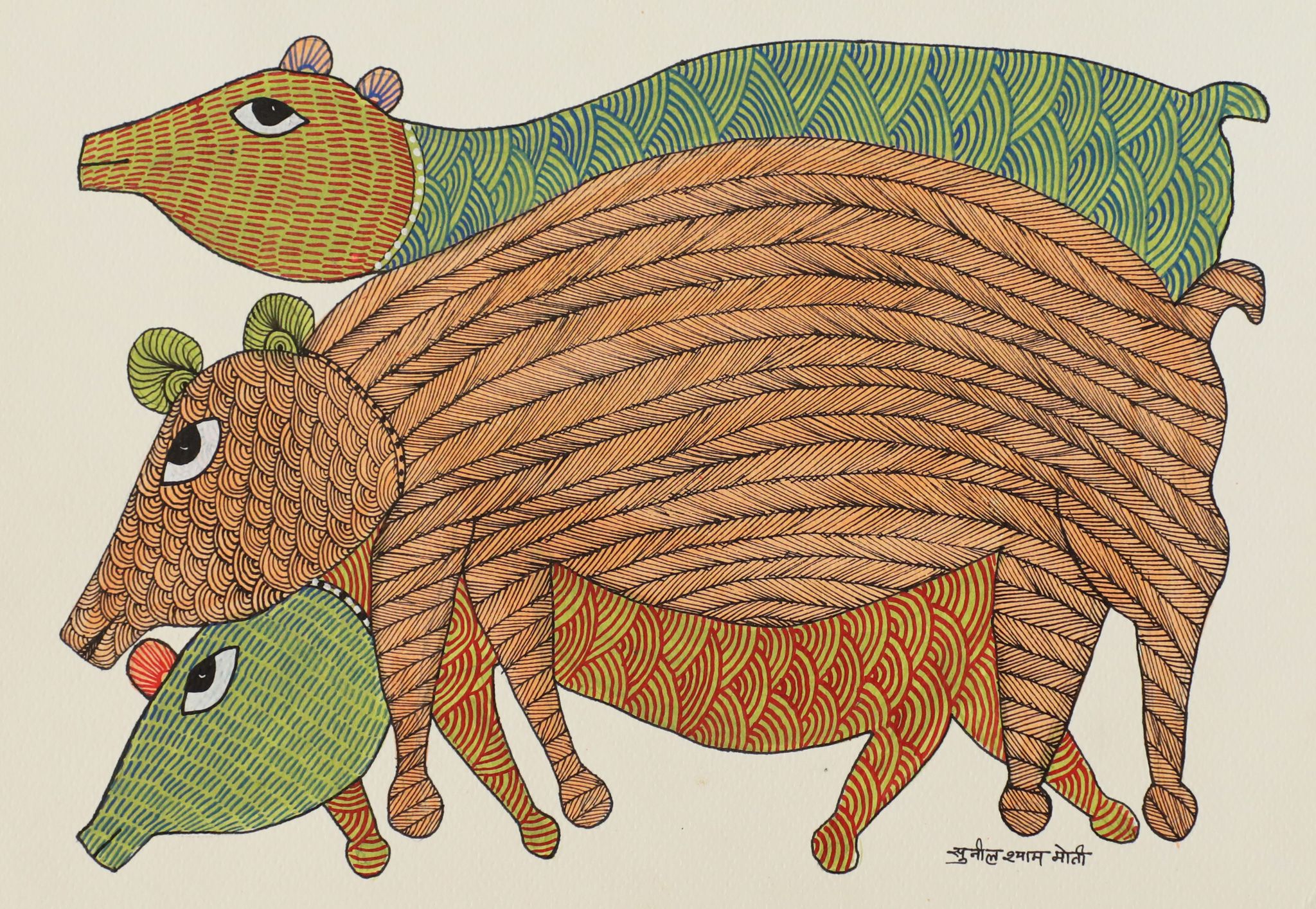 Tribes India Handmade Gond Paper Painting 1TPNGNDMP09126