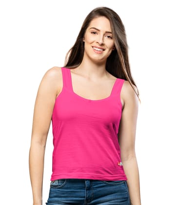 NRG Womens Cotton Assorted Colour Tank Top Half Slips ( Pack of 1 Pink ) L12 Camisole