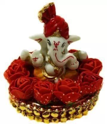 Veeradhyaenterprises Lord Ganesha Idol Sitting On Gungroo Bangles Showpiece for Home D�cor