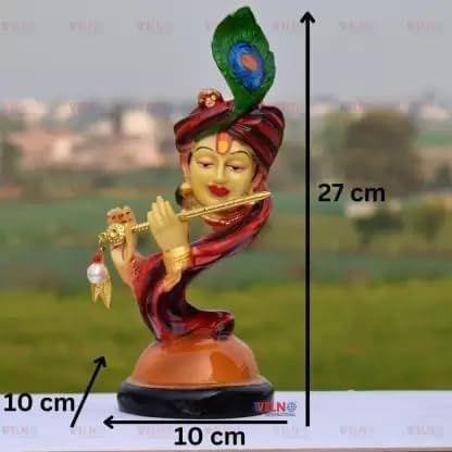Veeradhyaenterprises Face Krishna Statue with Murli Finish, Krishna Ji Murti Decorative Showpiece