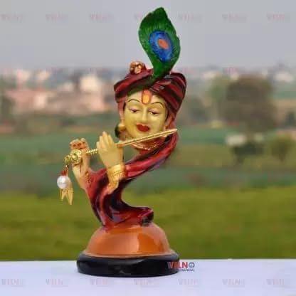 Veeradhyaenterprises Face Krishna Statue with Murli Finish, Krishna Ji Murti Decorative Showpiece