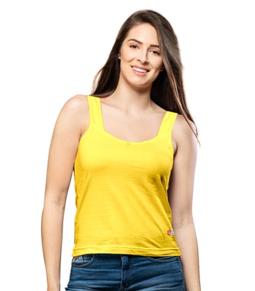 NRG Womens Cotton Assorted Colour Tank Top Half Slips ( Pack of 1 Yellow ) L12 Camisole