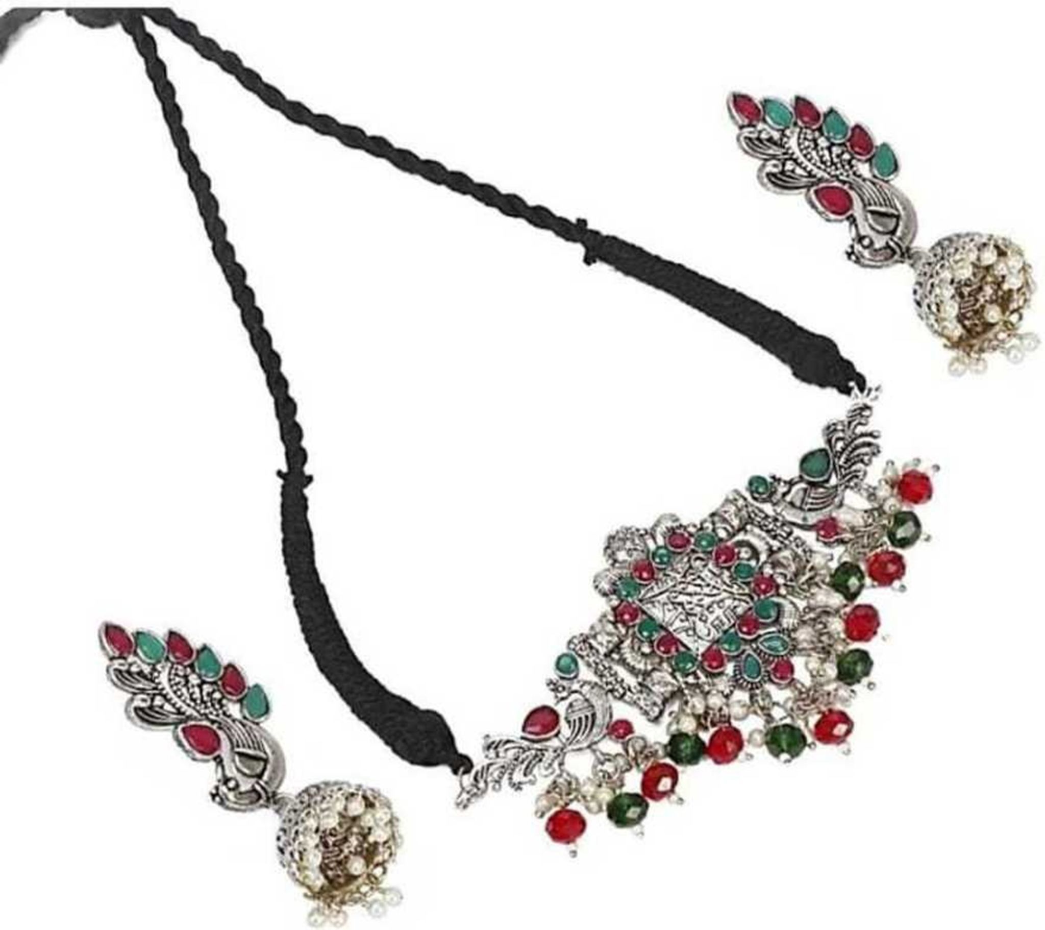 Pujv Fashions Multicolor Crystal Beads Choker Necklace set