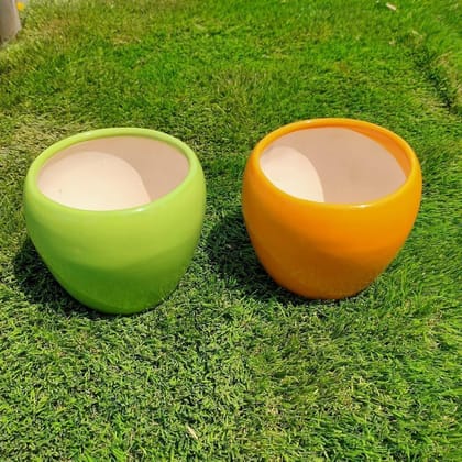 Set of 2 - 6 inch Classy Ceramic Apple Pot (Any Colour)