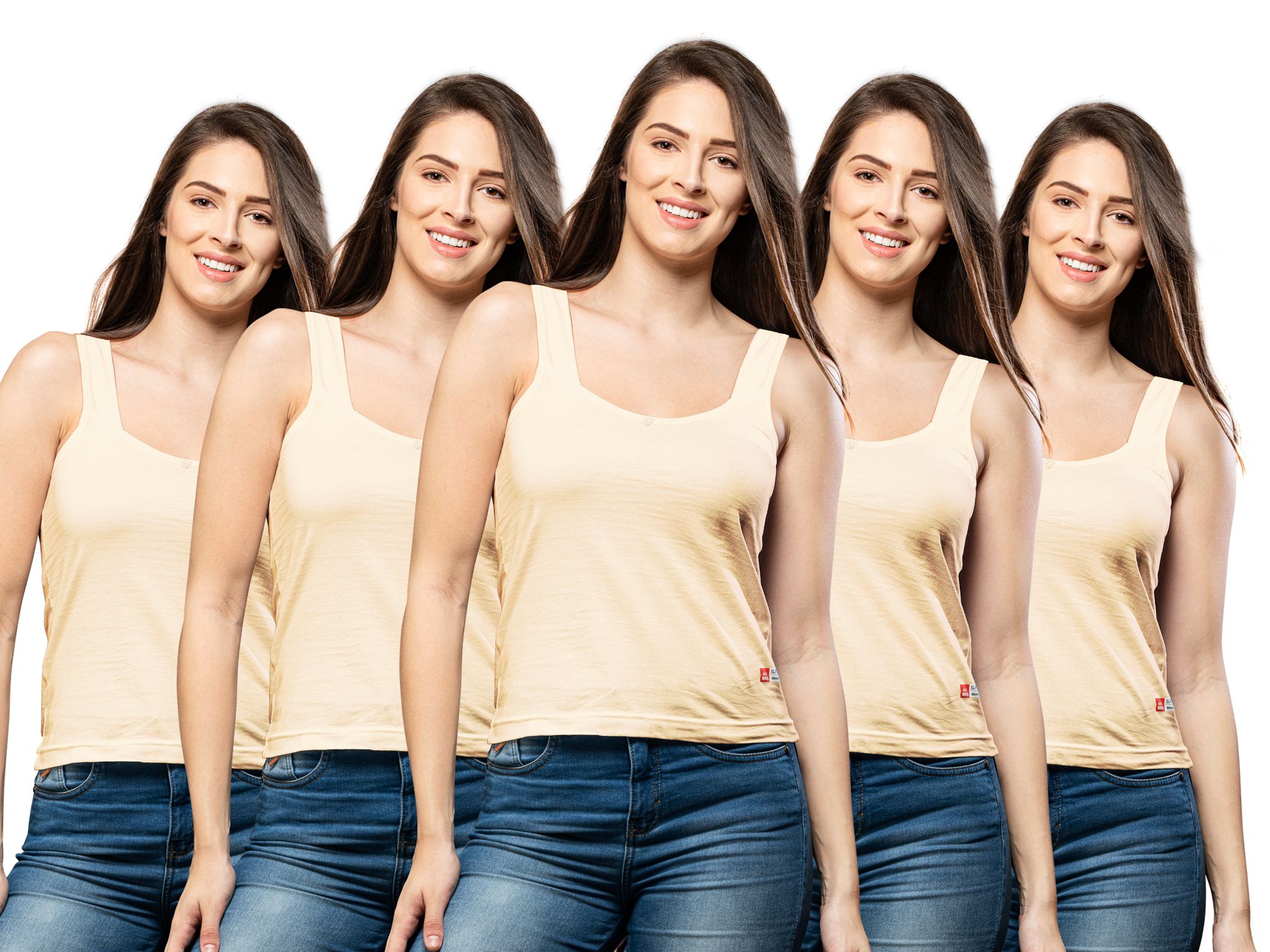 NRG Womens Cotton Assorted Colour Tank Top Half Slips ( Pack of 5 Skin - Skin - Skin - Skin - Skin ) L12 Camisole