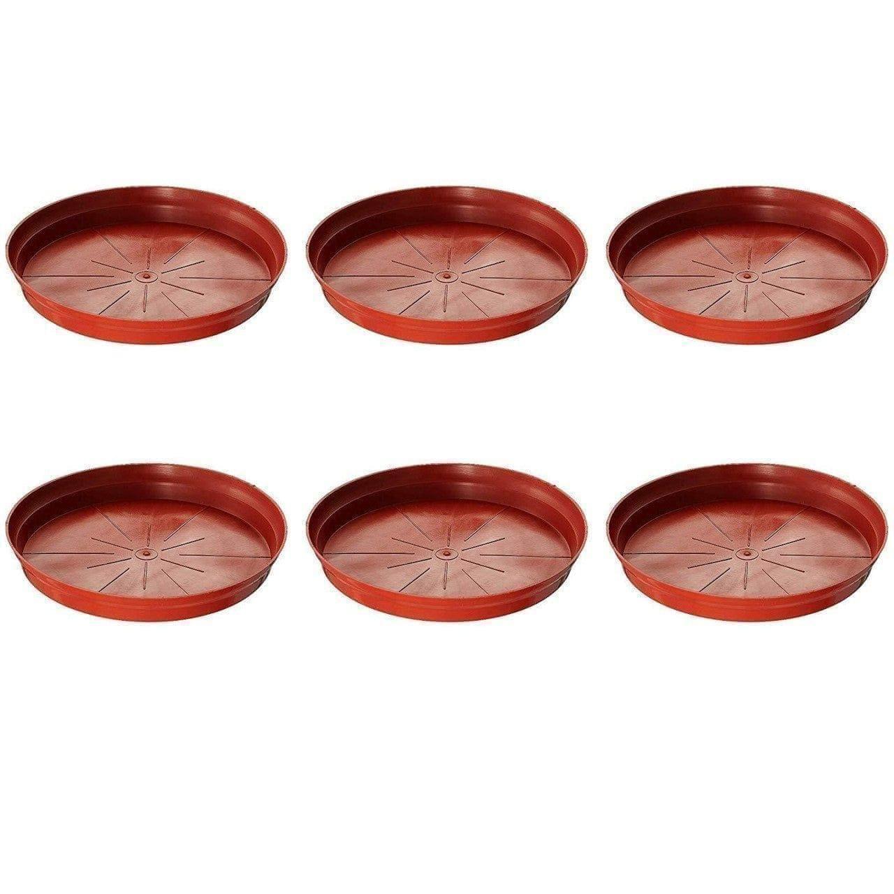 Set of 6 - 12 Inch Red Plastic Plate