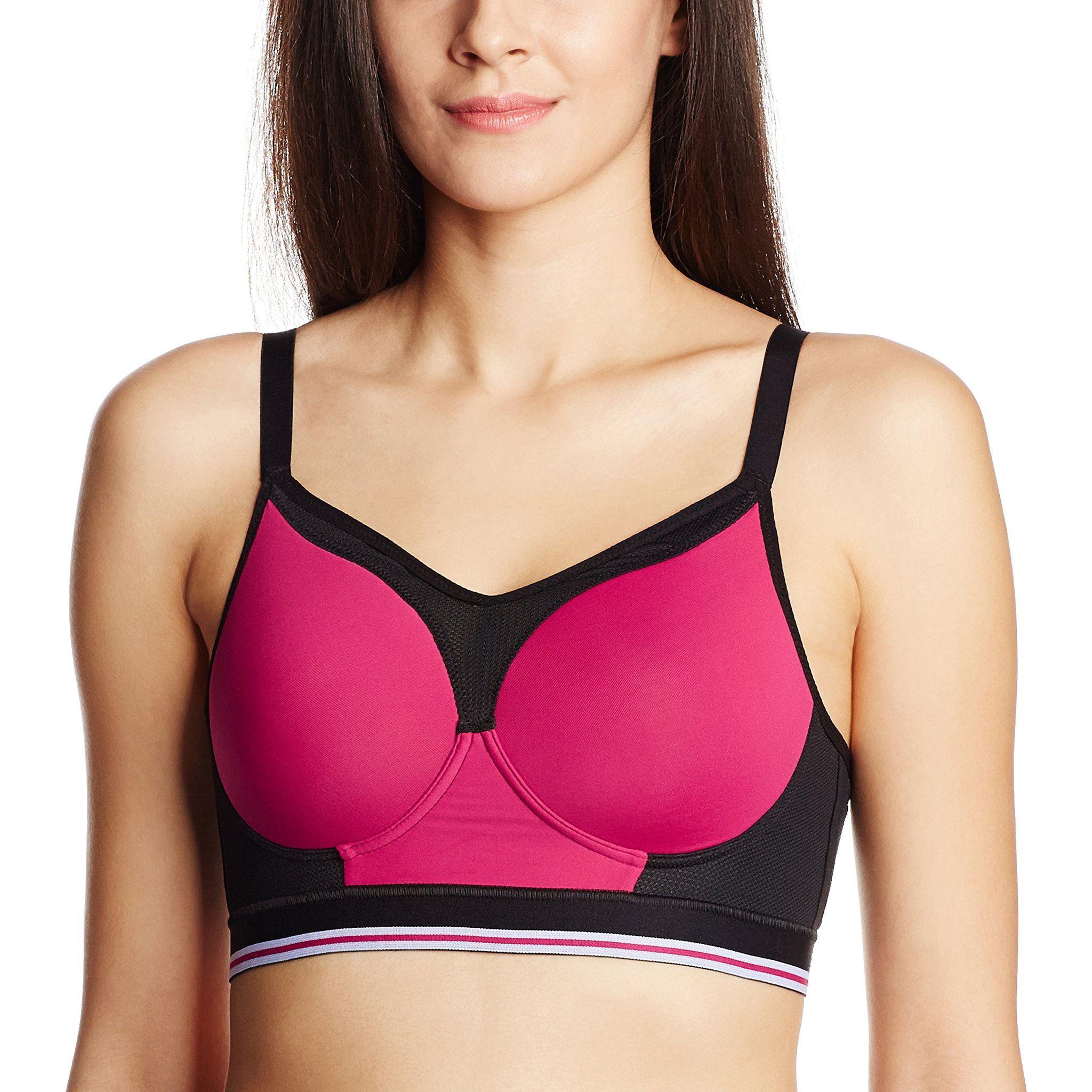Enamor Padded Wirefree Sports Bra (SB05_Fuschia_34C)