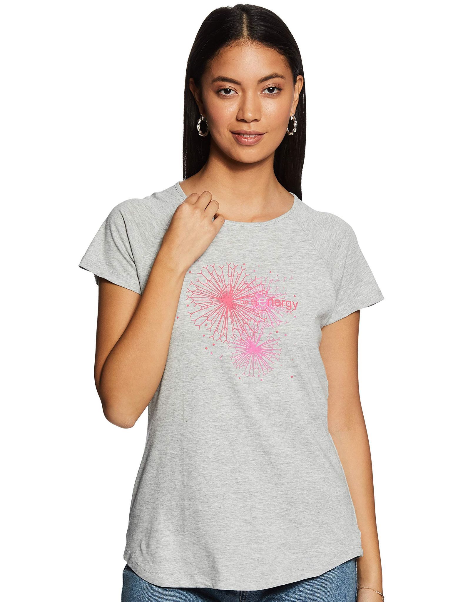 Enamor Women's Cotton Tees (E021_Grey Melange_Small)