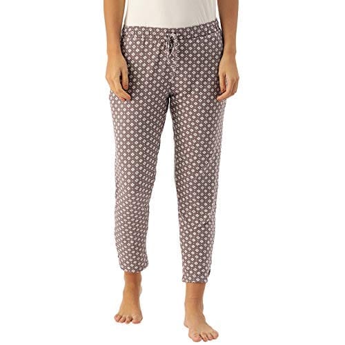 Enamor Essentials Women's Mid Rise 7/8th Relaxed Fit Soft & Drapey 4 Way Stretch Viscose Spandex Lounge Pants with 2 Side Pockets- E048(E048-Ajrak Aop Umber Combo-XXL)