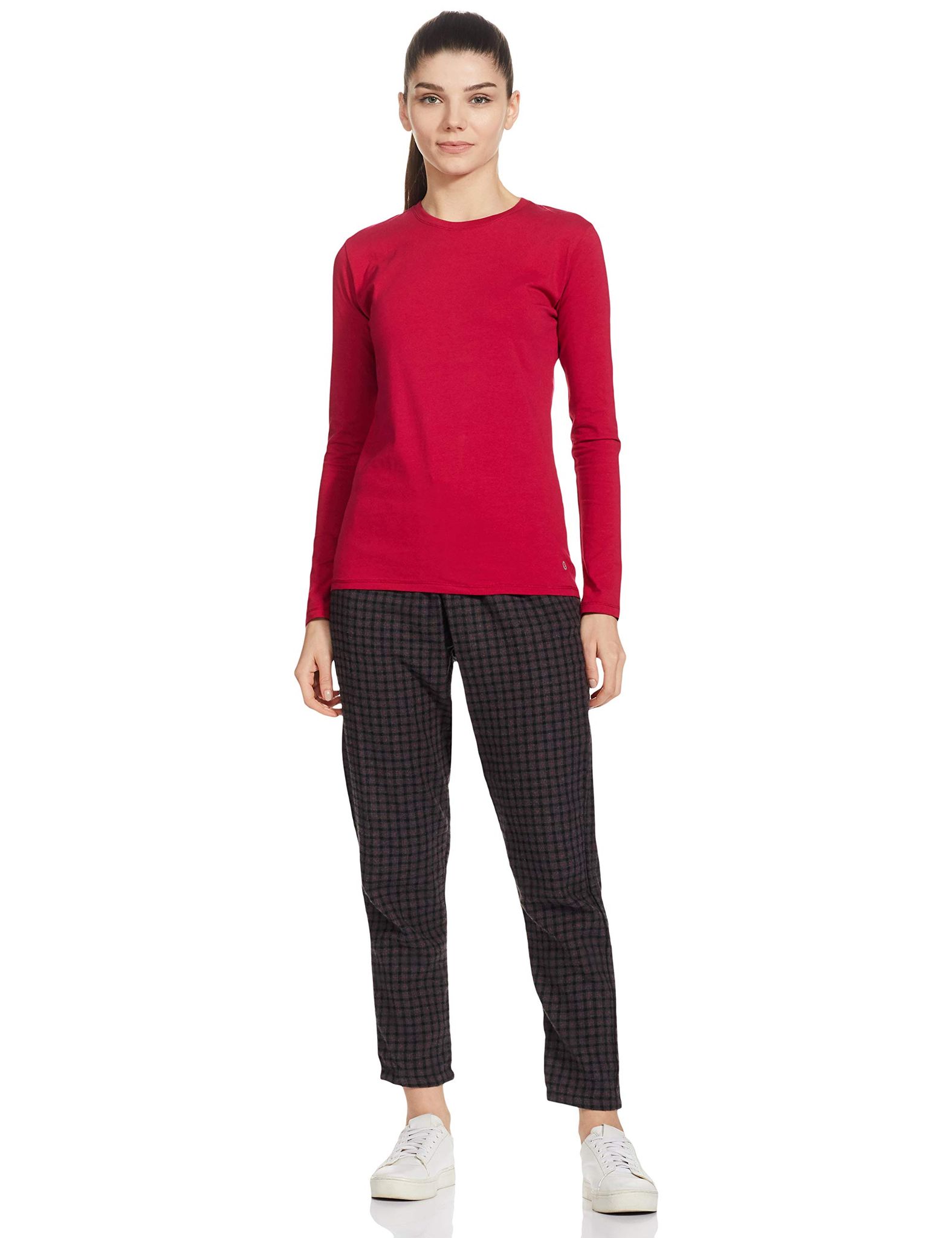 Enamor Women's Regular Nightshirts (EELTBEC05MJPXXL_MTH/Jet BLK Plaid_2XL)