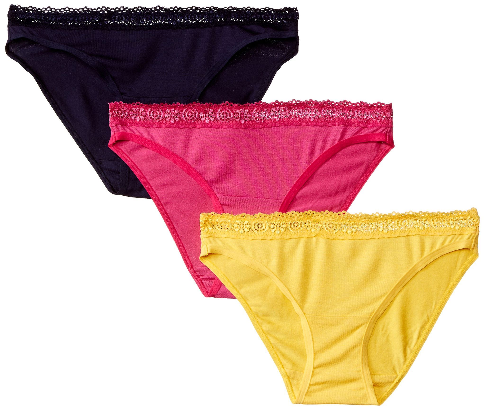 Enamor Women's Pack of 3 Low-Waist Panty (MR07_Verryberry, Navyrbn and Dafodil_XL)