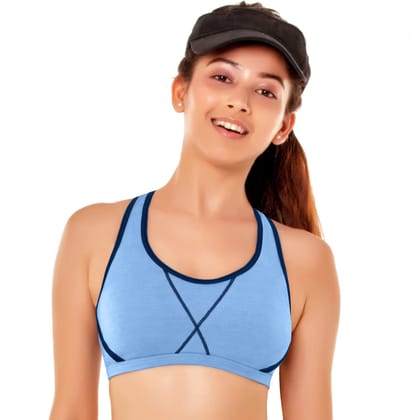 Enamor Women's Sporty Fit Stretch Cotton Non-Padded Antimicrobial Beginners Slip-on Wireless Sports Teenager Bra - BB04