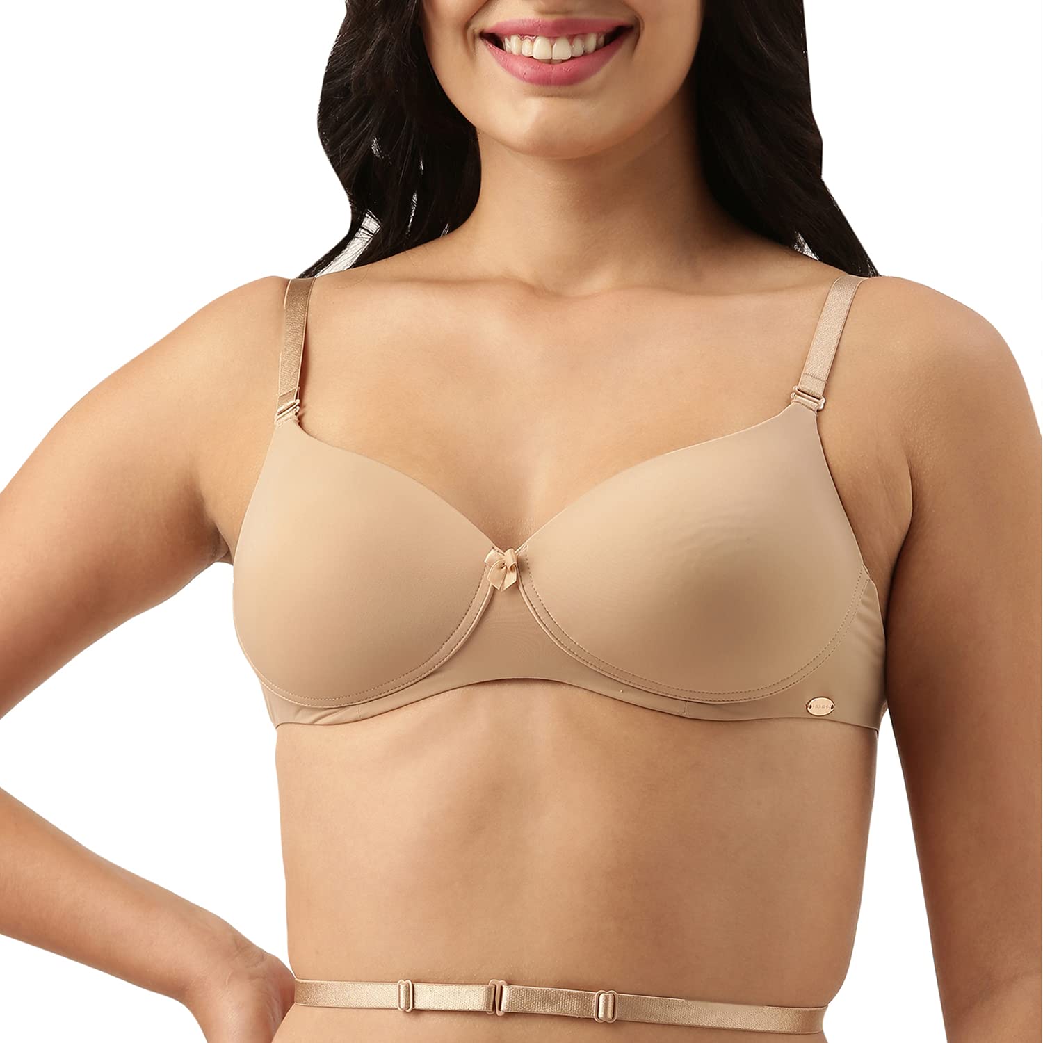 Enamor Women's Nylon, Spandex Padded Wire Free Plunge Bra