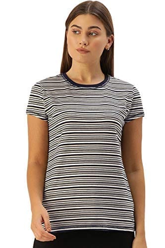 Enamor Essentials Women's Relaxed Fit Short Sleeves Crew Neck Slim Fit Breathable Stretch Regular Length Cotton Tee - EA47